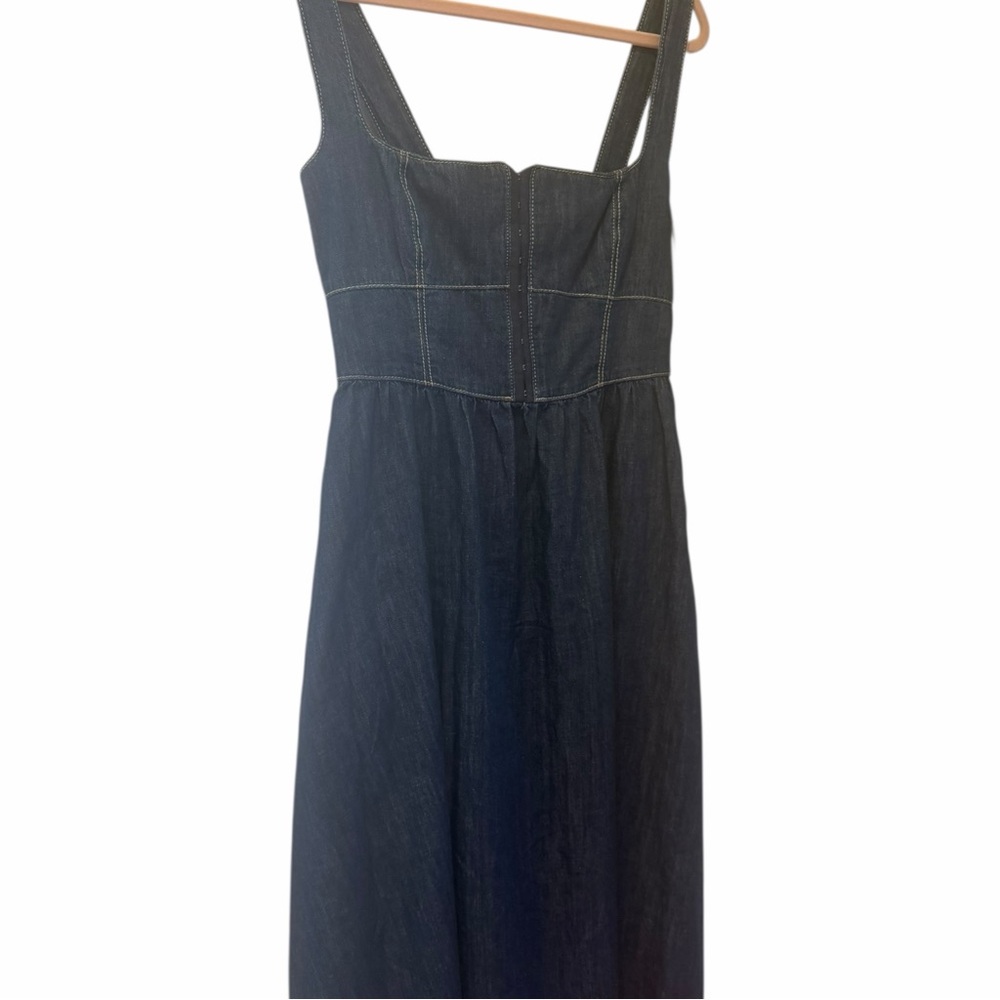 Reformation Tagliatelle Denim Midi Dress Blue Size 6 NEW - Picture 8 of 12